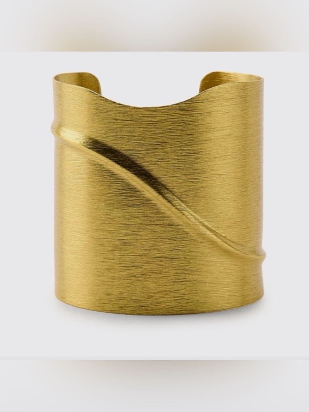 Zara Brushed Gold Sculptural Wide Cuff Bracelet